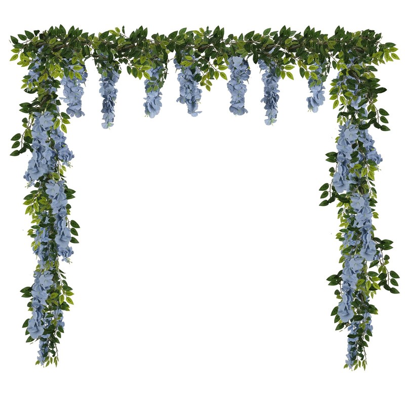 Fqueelvys Wisteria Artificial Flowers Garland 2Pcs 5.91Ft/Peice Fake Wisteria