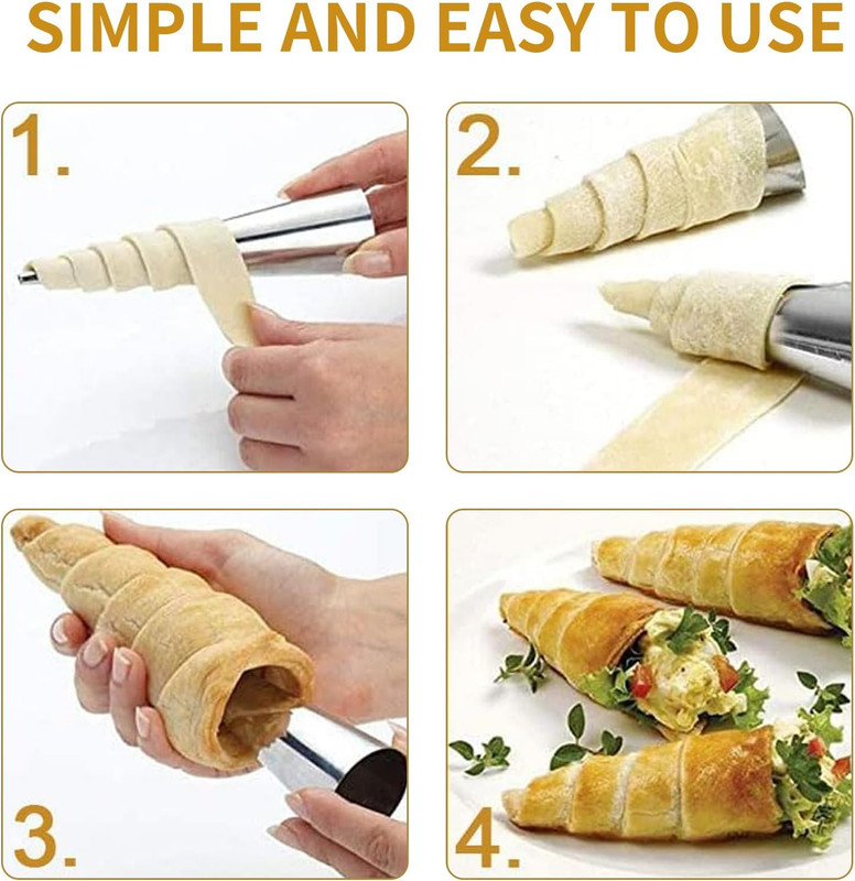 20Pcs Large Conical Cream Horn Molds, Non-Stick Cream Horn Molds Stainless Steel gallery
