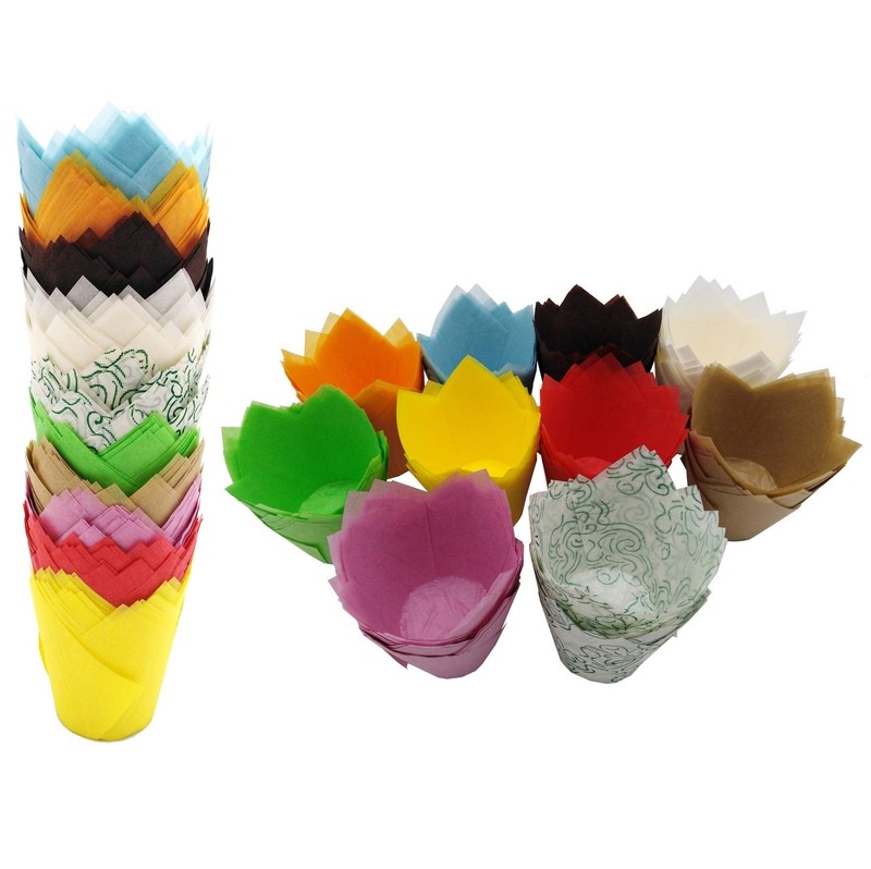 200 PCS Tulip Cupcake Liner Baking Cups Paper Cupcake and Muffin Baking Cups …