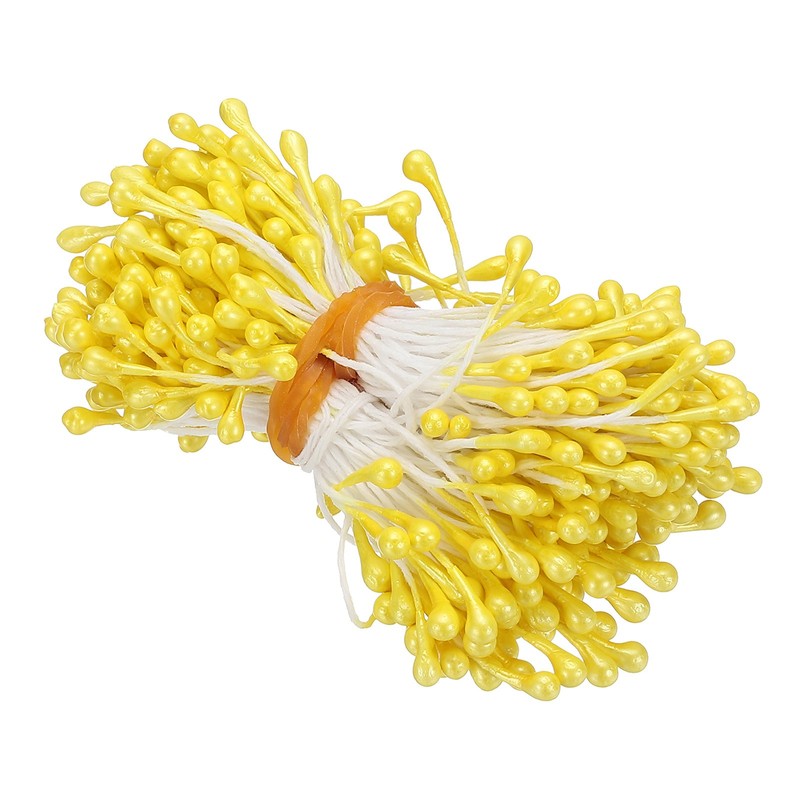 3mm Double Flower Stems, 300 Pcs Artificial Flower Pistils, Yellow
