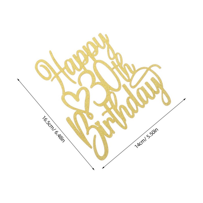 10pcs Golden Paper Birthday Cake Topper Decorations for 30th Birthday Party gallery
