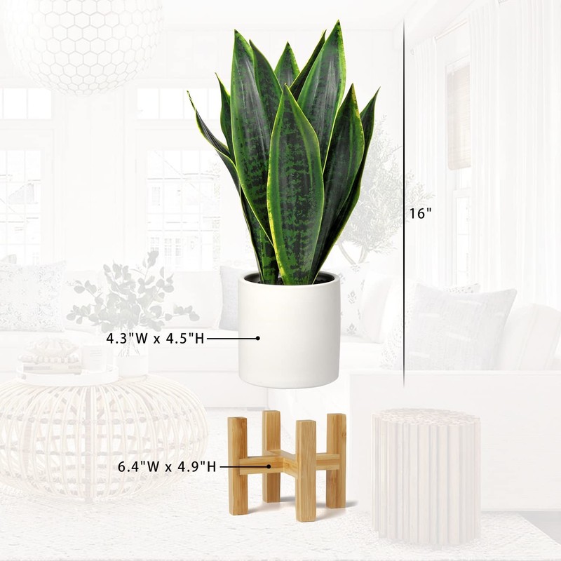 Briful Fake Snake Plant 16 Faux Potted Plant Artificial Snake Plant White gallery