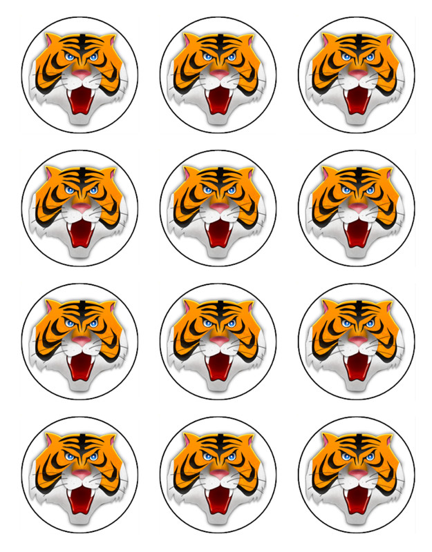 Tiger Cupcake Toppers Edible Icing Birthday Cake Jungle Animal Decorations #03