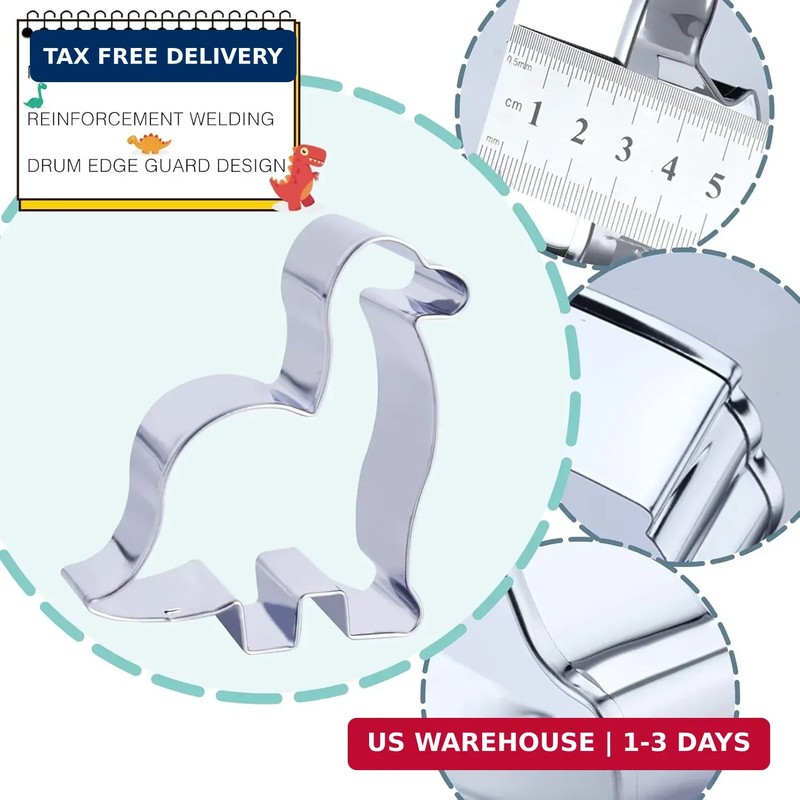 hitsuki Dinosaur Cookie Cutters,Stainless Steel Metal Fun Dino Cookie Cutter for gallery