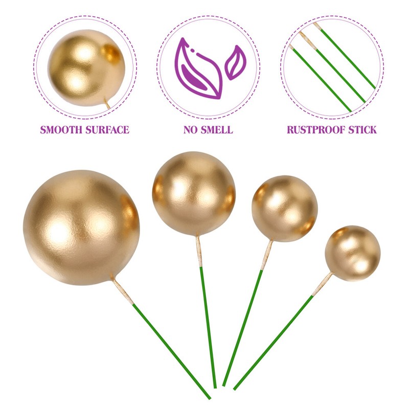 20PCS Cupcake Topper Cake Toppers Gold Balls for Cake Decoration Cake gallery