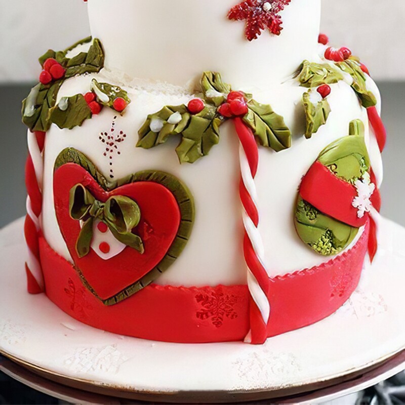 Christmas Holly Leaf Decoration Fondant Cake Silicone Mold Chocolate Candy Molds gallery