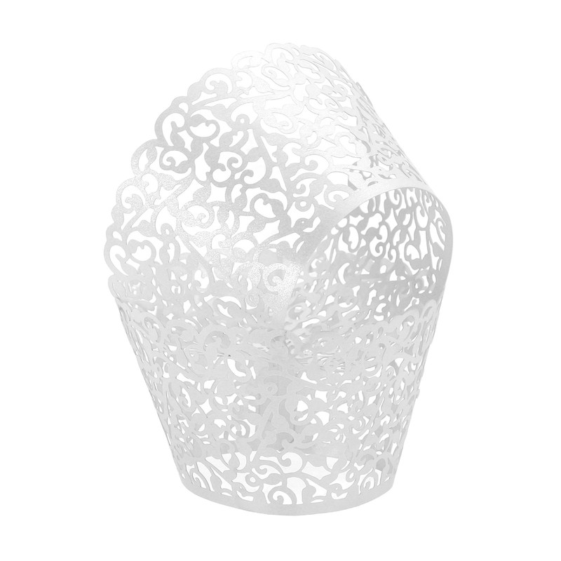 50Pcs Lace Cupcake Liners Vine Designed Laser Cut Cupcake Wraps White