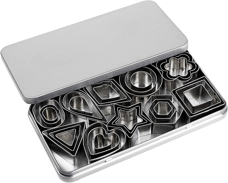 Mini Cookie Cutter Set, 30 Tiny Stainless Steel Cookie Stamps of Rectangle Squar gallery