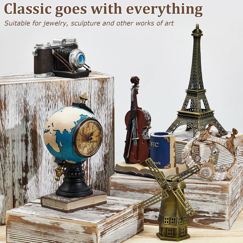 Set of 4 Large Wood Display Risers Rustic Cupcake Stand Size 11.8",10",7.8",6.3" gallery