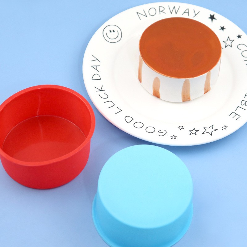 2pcs Circular silicone baking tray, food grade silicone handmade 4″cake mold