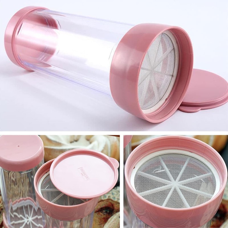 Flour Sifter,Sifter for Baking,Powdered Sugar Shaker Normal, Pink gallery