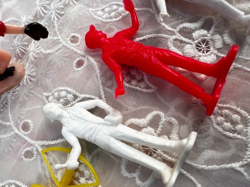 Vintage Plastic Cake Toppers Toys Basketball Players Gas Station Workers gallery