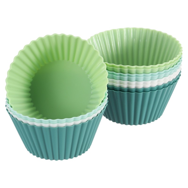 12Pcs Silicone Cupcake Baking Cups, 2.8″ Non-Stick Muffins Liner Colorful