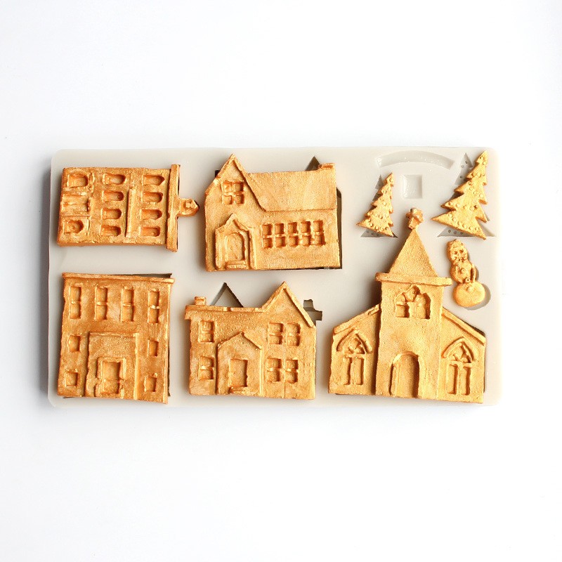 Sugarcraft Chocolate Baking Mould XMAS House Cake Mold Fondant Snowman Silicone gallery