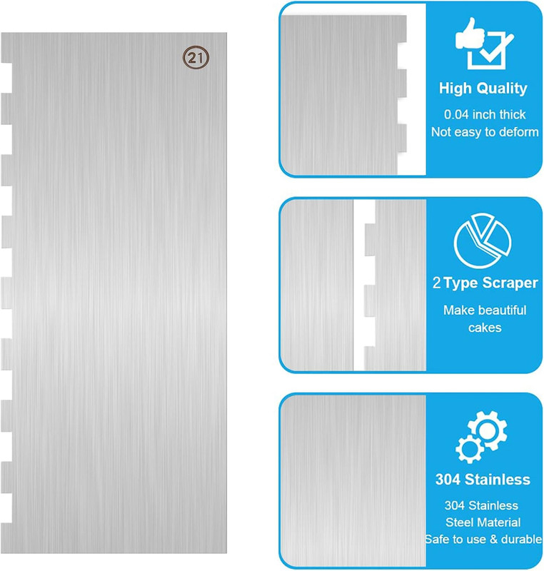 Cake Scraper Smoother Cake Decorating Supplies Kit 9 Inch Metal Bench Scraper fo gallery