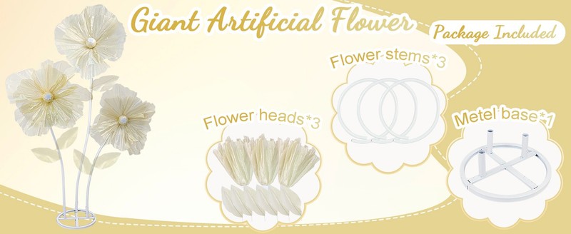 3PCS Giant Flowers for Decorat, 5.9Ft Lar Artificial Silk gallery