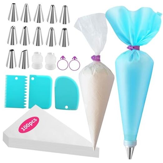 Piping Bags and Tips Set -Ultimate Cake Decorating Supplies 12 Inch 120Pcs Set