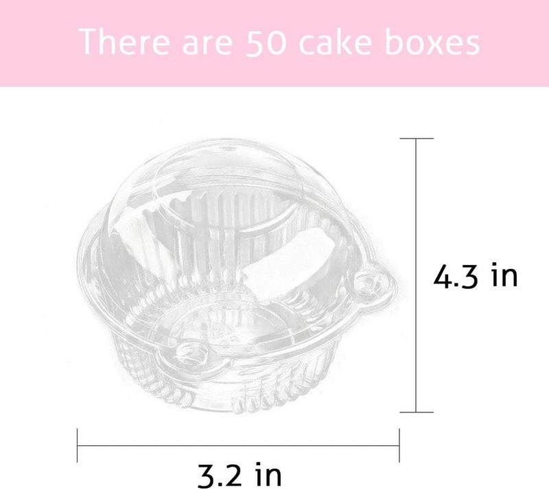 Cupcake Holders Individual 50 Pcs Clear Plastic Muffin Containers Food Boxes gallery