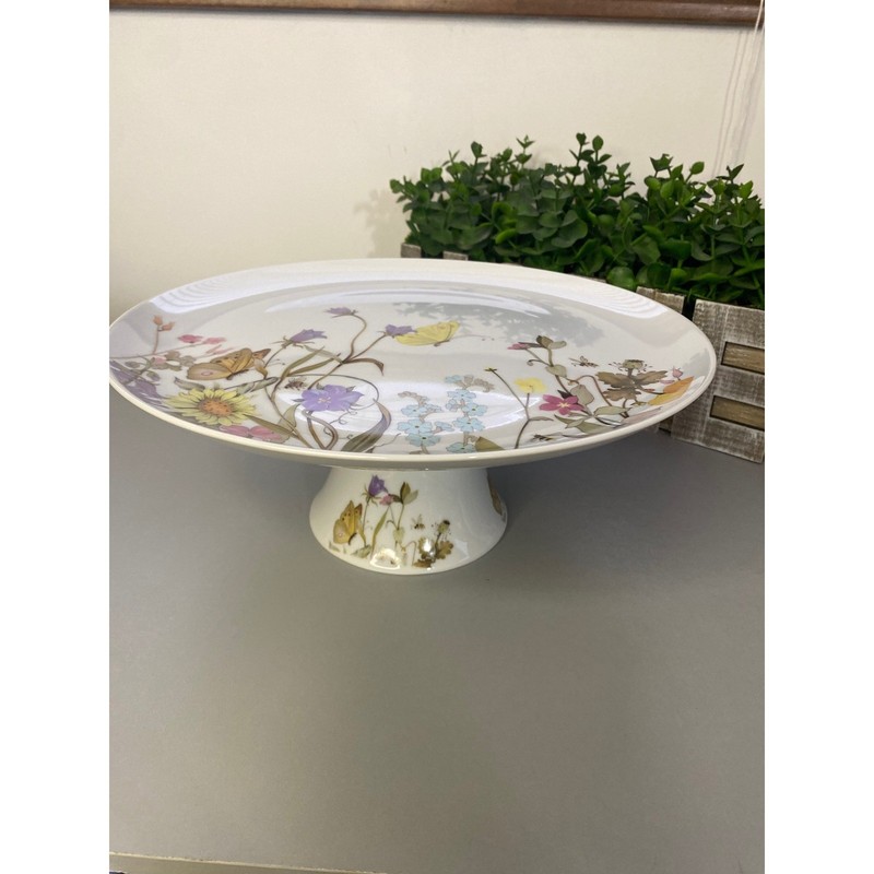 Nature Garden Society Fine China Cake Stand Butterflies Flowers