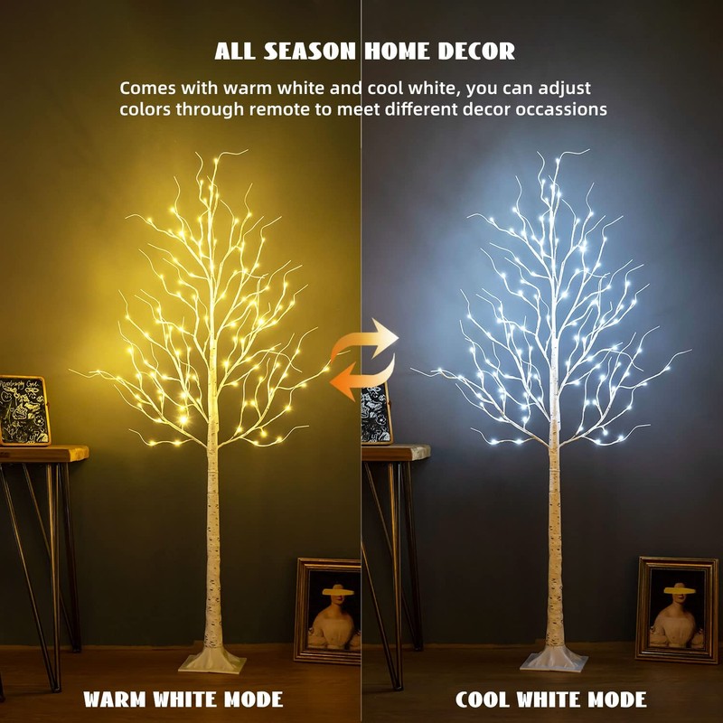 Zhouduidui Lighted Birch Tree 6Ft 96Led Birch Tree Lightsartificial Twig Tree gallery