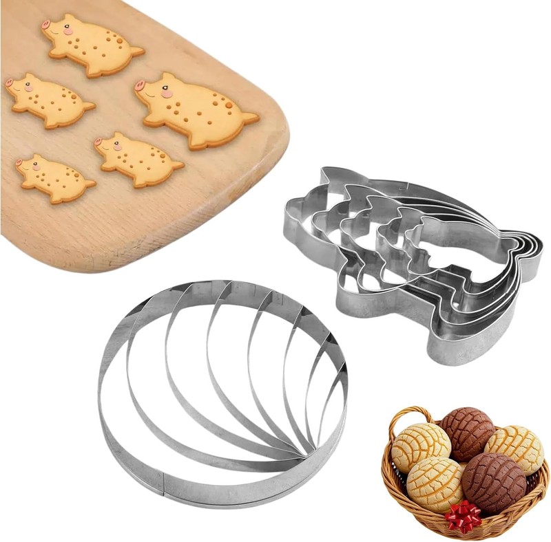 Concha Cutter,Pig Cookie Cutter Mexican,With 5 Sizes Pig Cookie Cutter,Concha