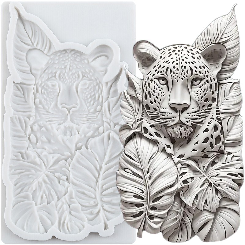 Leopard & Tropical Leaf Silicone Mold Fondant Cake Decorating Candy Sugar craft