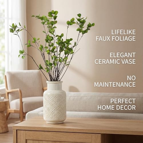 Pcs Artificial Ficus Branches Fake Plants, 20.8 Inches Small 5 Green gallery