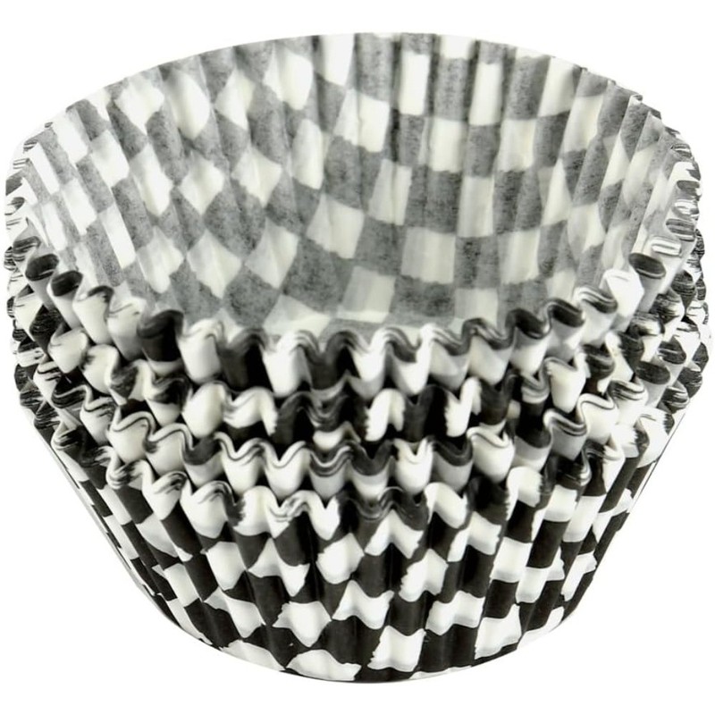 Black Checkered Cupcake Liners, 100-Pack, Baking Cups for Birthday Party Cake