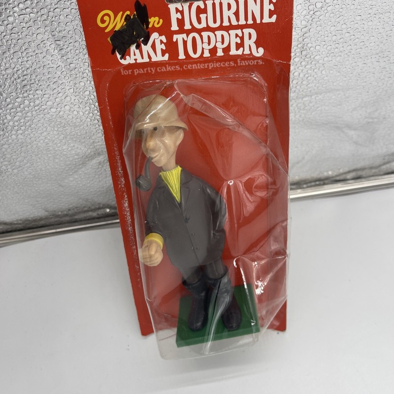 Vintage Wilton Cake Topper Fisherman with Shoe Pipe 1975 New in Package gallery