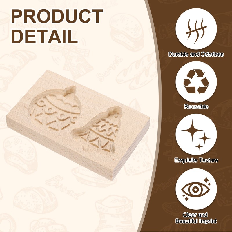 Cookie Stamp, Wooden Cookie Biscuit Cutter (Two-Hole Light Bulb Bell) gallery