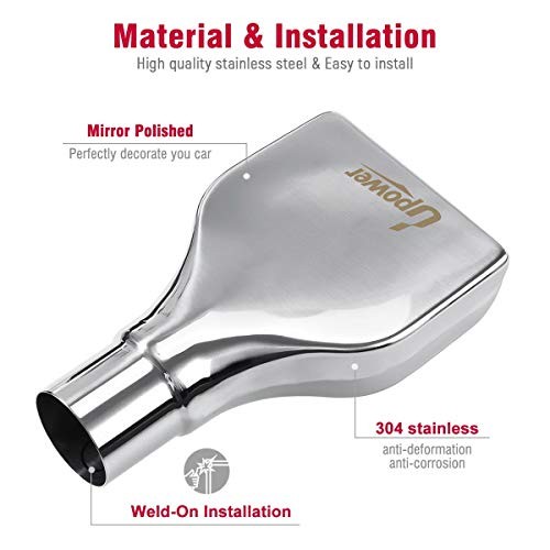 Pack of 2 Exhaust Tip 2.25" Inlet 2" x 6" Outlet 10" Long Rolled Rectangle gallery