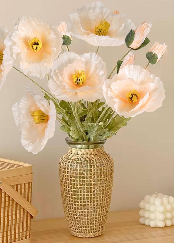Fqueelvys Poppy Silk Flowers6Pcs Fake Poppy Flowers 41.3In Long Stem Poppies gallery