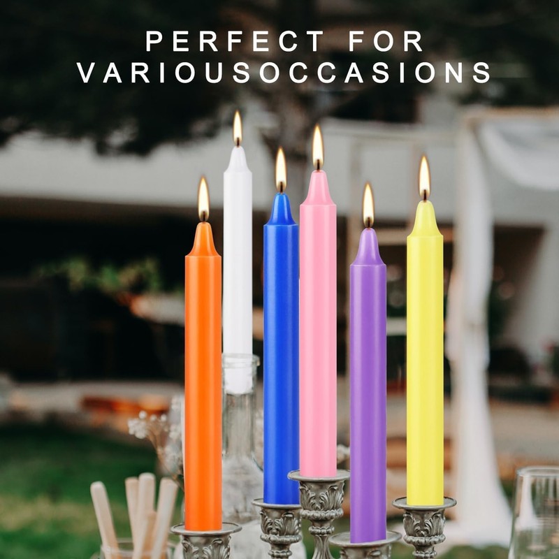 40 Pack Assorted Color Spell Chime Candles, 4 Inch Mini Taper Candles for for gallery