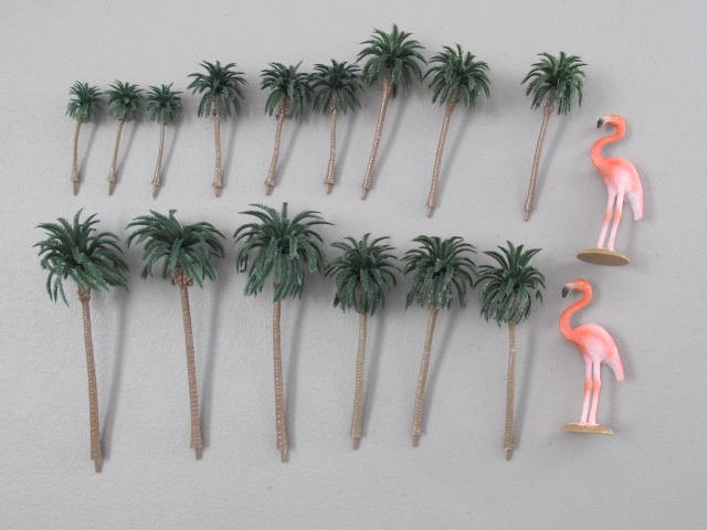 17 Cake Toppers 15 Coconut Palm Trees 2 Flamingos Cupcakes Tropical Crafts