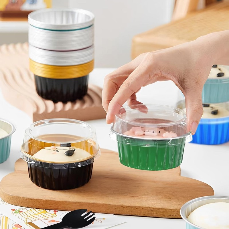 Mini Foil Baking Cups 50 Pcs 5oz with Lids gallery