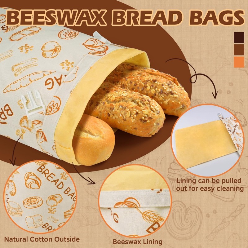 Sourdough Bread Bags for Homemade Bread, 2-Pack XL Reusable Beeswax Sourdough... gallery