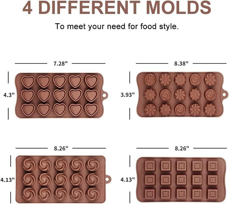 4 Packs Silicone Molds Chocolate Food Grade no-stick Baking candy & butter Mold gallery
