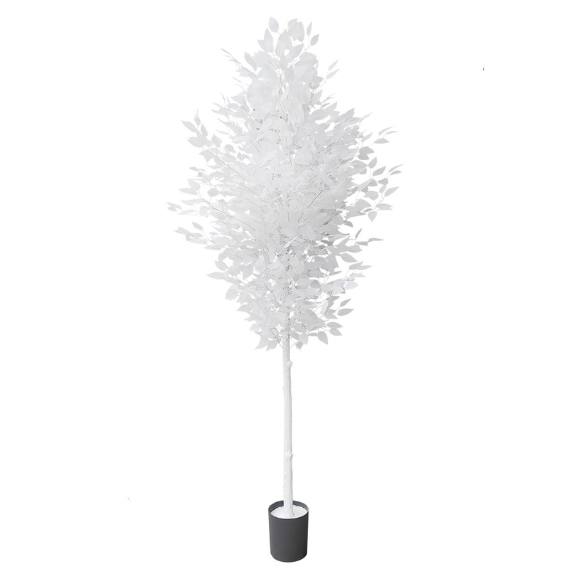 Funornam 7Ft Ficus Trees Artificial Large White Fake Tree Faux Plant For Home