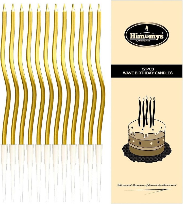 Gold Spiral Long Thin Birthday Candles for Cake – Metallic Cake Decorations,