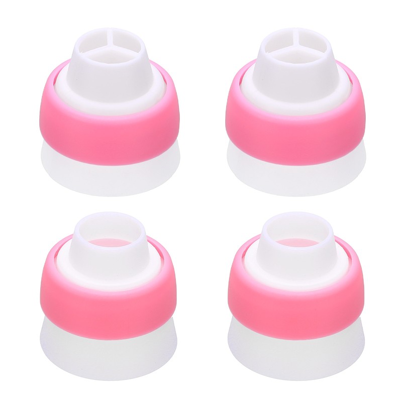 4 Pcs Piping Tip Coupler, Plastic 3 and 1 Color Couplers Russian Mouth, Pink