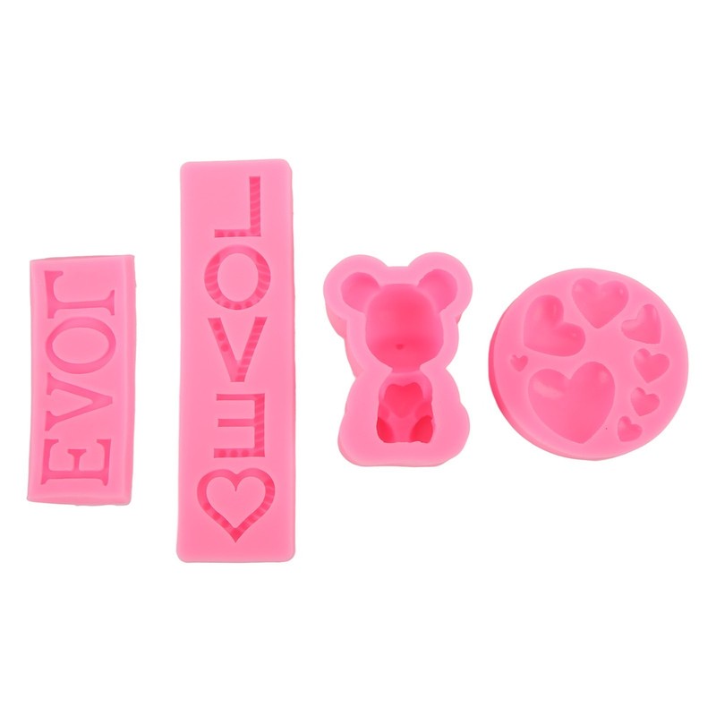 4PCS Silicone Fondant Mould Pink High Temperature Resistant Cupcake Topper Mold gallery