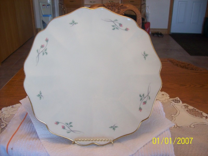 Lenox Rose Manor Large Scalloped Edge Porcelain China Vintage Cake Plate gallery