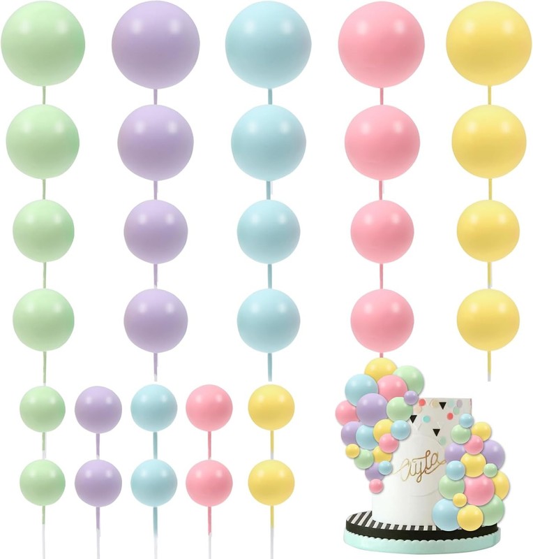 30 PCS Balls Cake Topper DIY Cake Insert Toppers Ball Cake Picks Cupcake Topper