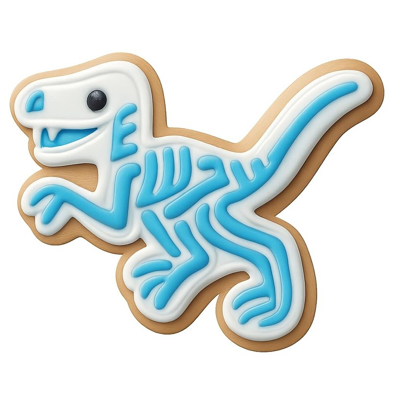 Leaping Raptor Skeleton Cookie Cutter & Stamp, Fondant, Clay – 4×2.7″