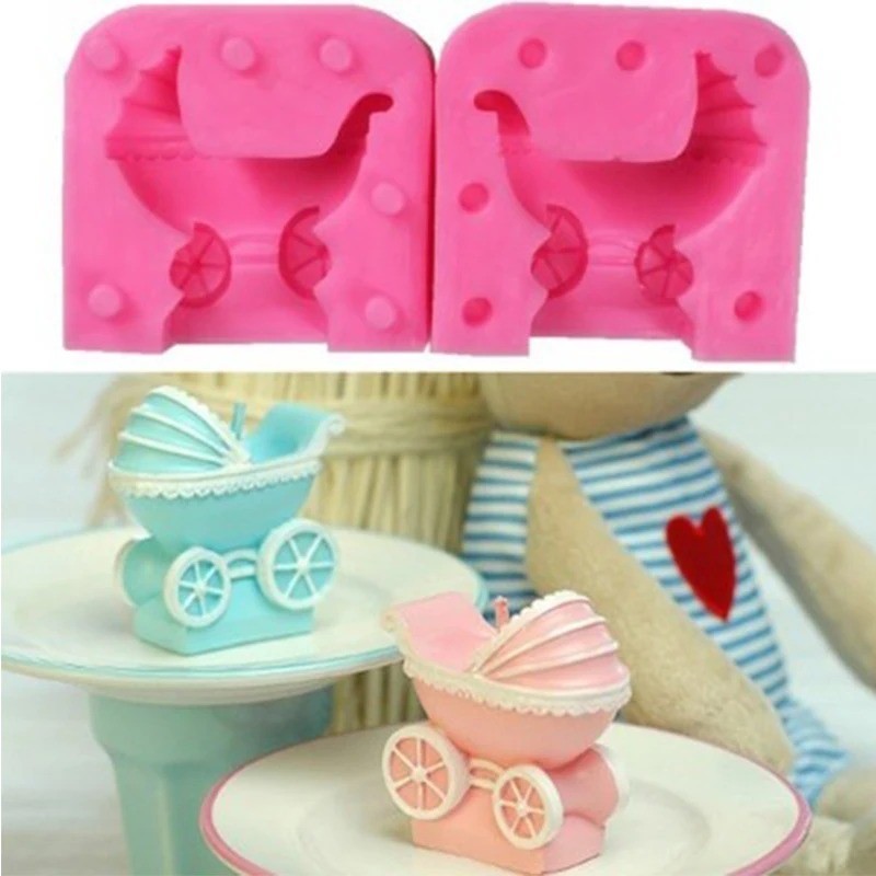 Baby Stroller Silicone Mold Fondant Cake Decorating Soap Chocolate Candy Mold