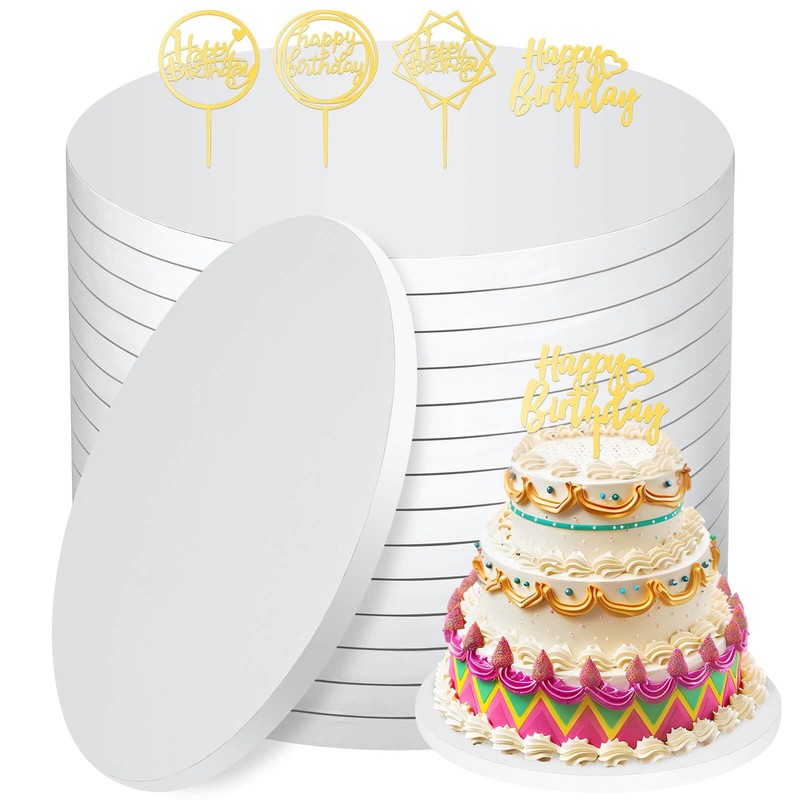 14 PCS White 12×1/2 Inch Thick Round Cake Drum Boards Decorating Base Multi