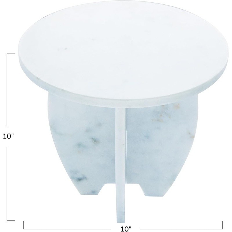 White Marble Pedestal Cake Stand Unique Interlocking Base Display Fruit Cheese gallery