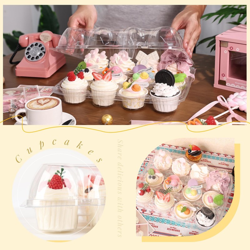 20 Pack Dozen Cupcake Containers with 240 Liners Stackable Carrier 12 Count gallery