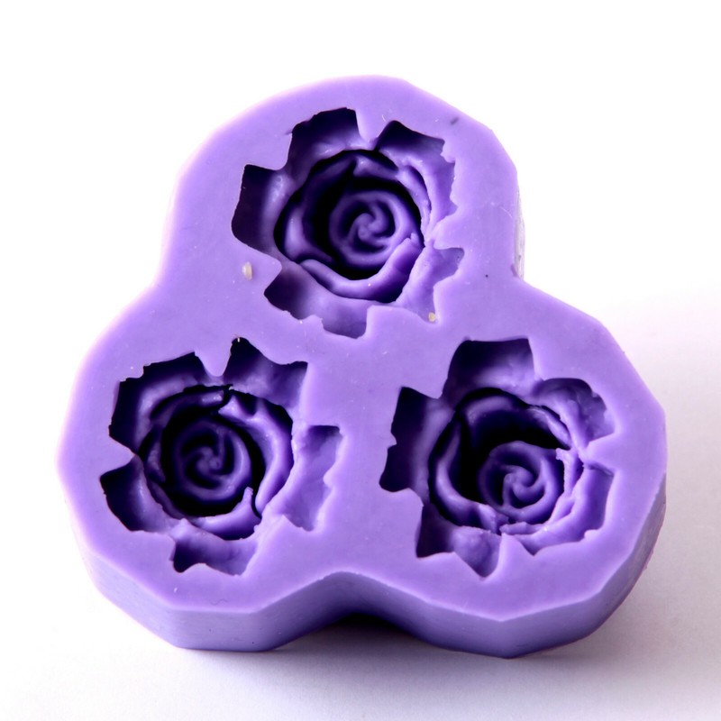 Rose Silicone Fondant/Jewellery Mould - 3 Cavity - Pack of 10 gallery