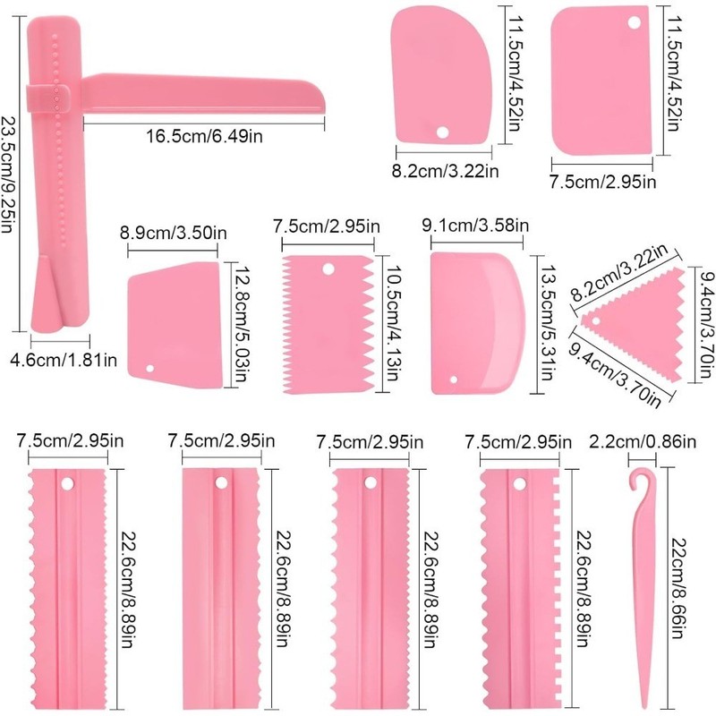 12 Pcs Adjustable Cake Smoother Set Plastic Icing Comb and Dough Scraper Tools gallery